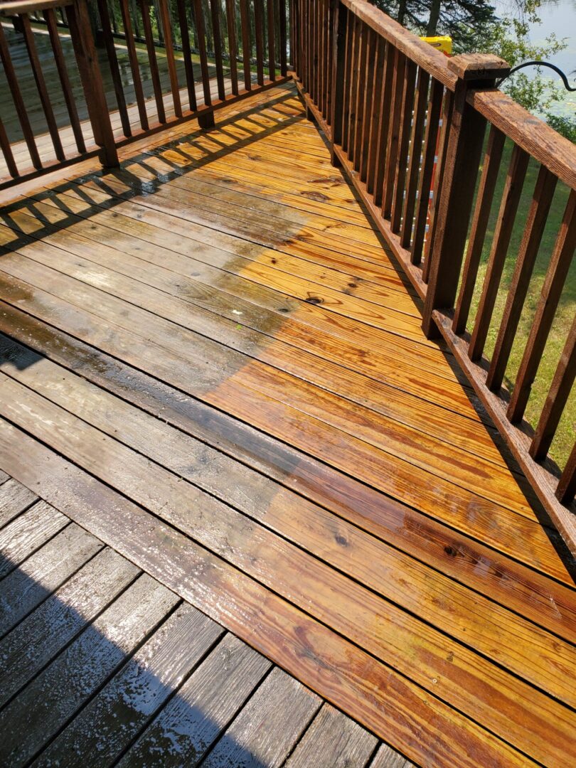 A clean wooden patio